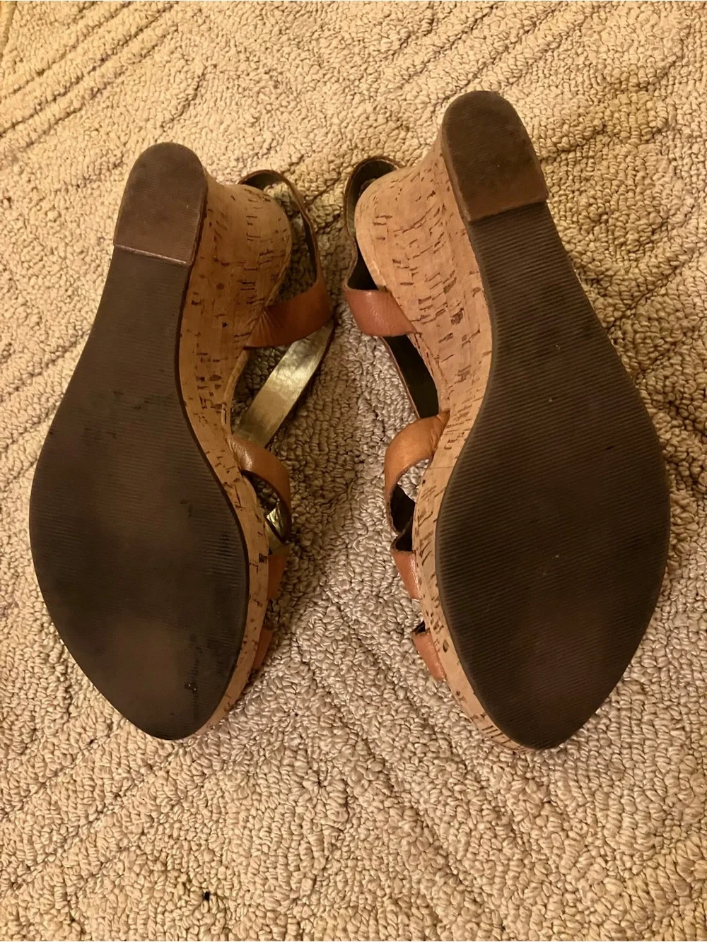 Guess Tan Platform Cork Wedges